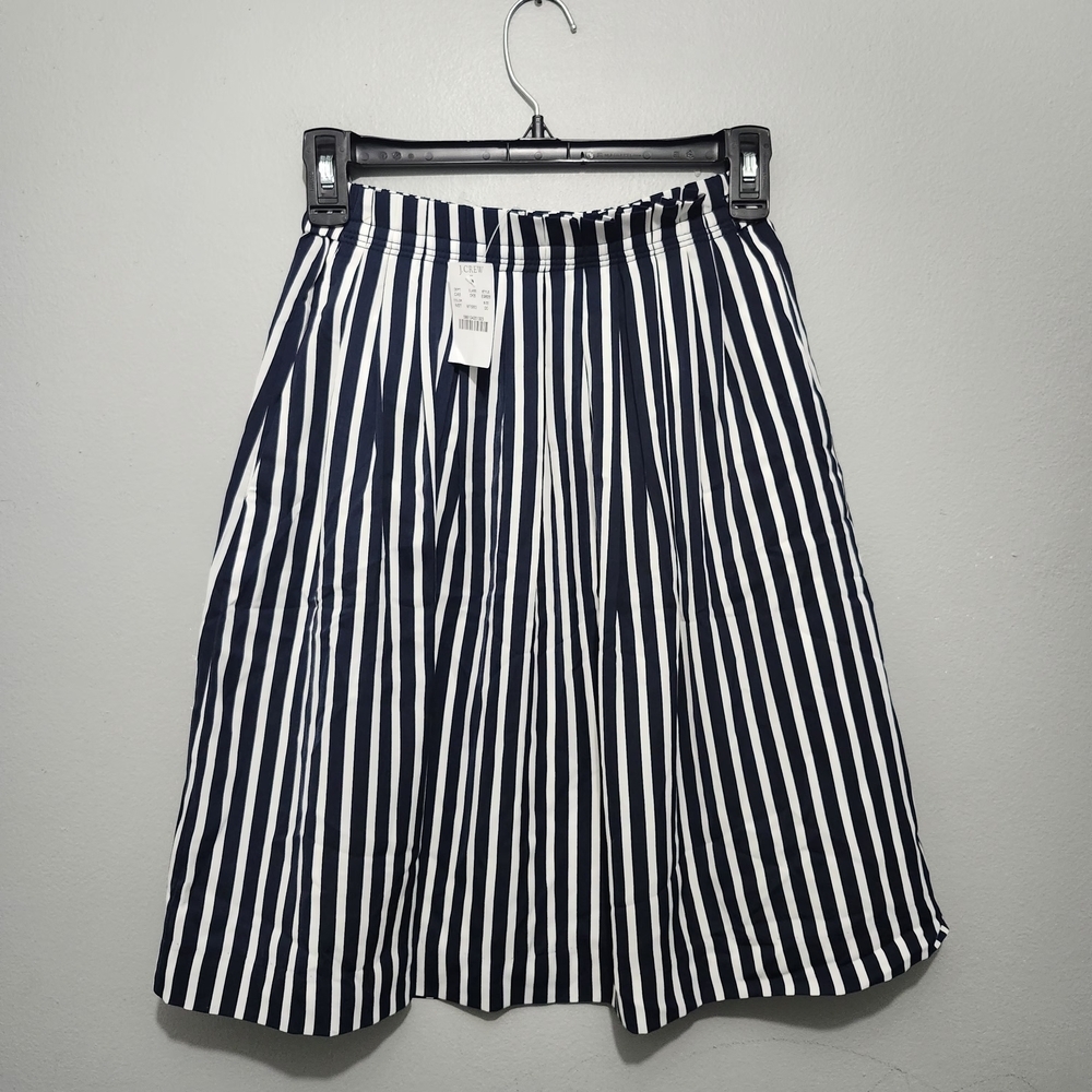 J. Crew Navy and White Striped A-Line Skirt